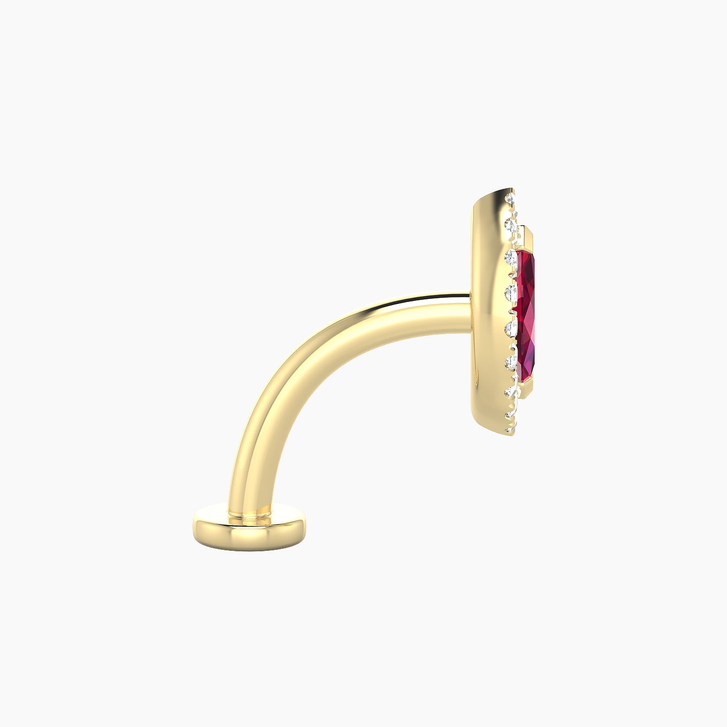 Eirene | 18k Yellow Gold 10 mm 9.5 mm Halo Marquise Ruby & Diamond Floating Navel Piercing