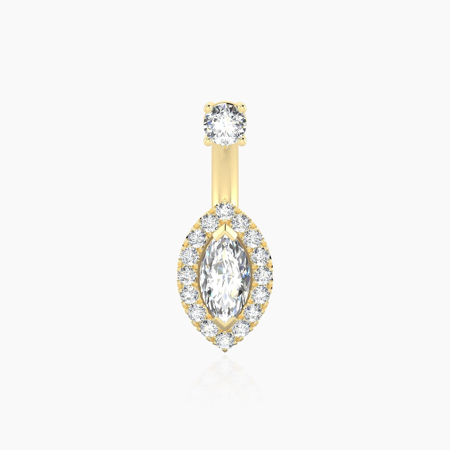 Eirene | 18k Yellow Gold 10 mm 9.5 mm Halo Marquise Diamond Navel Piercing