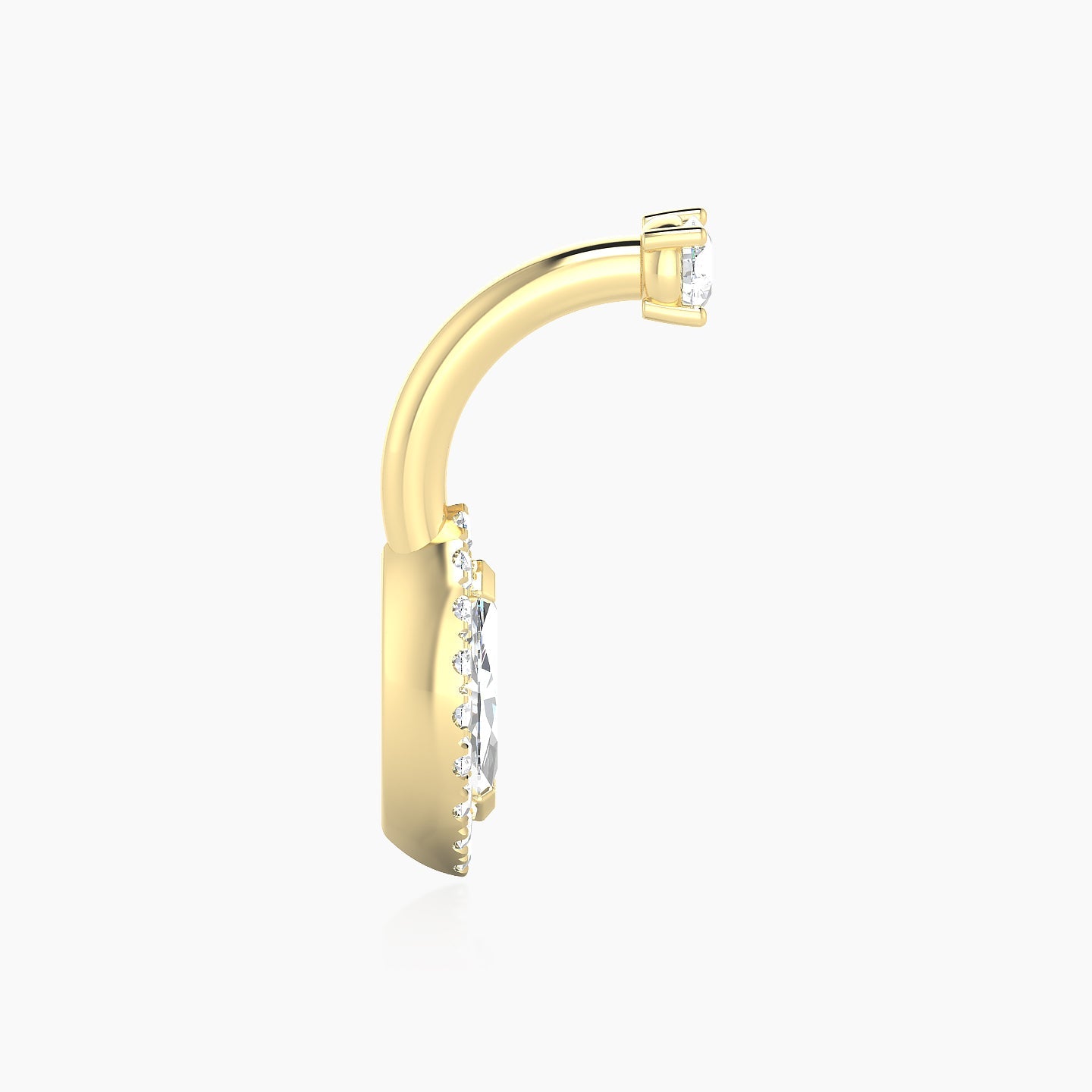 Eirene | 18k Yellow Gold 10 mm 9.5 mm Halo Marquise Diamond Navel Piercing