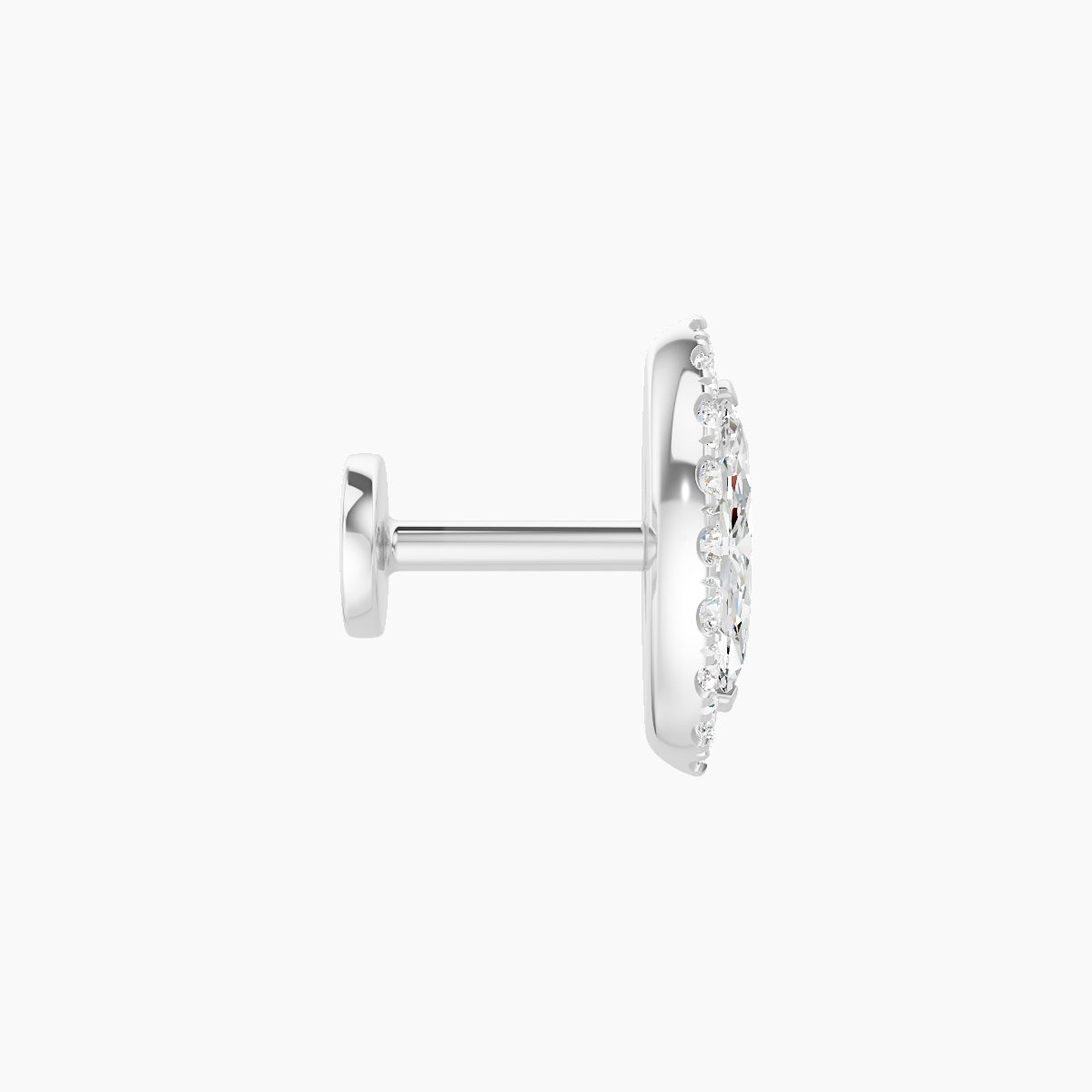 Eirene | 18k White Gold 9.5 mm 5 mm Halo Marquise Diamond Piercing