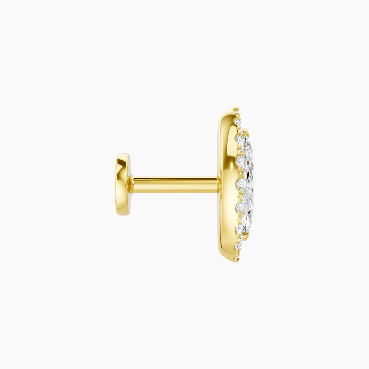 Eirene | 18k Yellow Gold 9.5 mm 5 mm Halo Marquise Diamond Piercing
