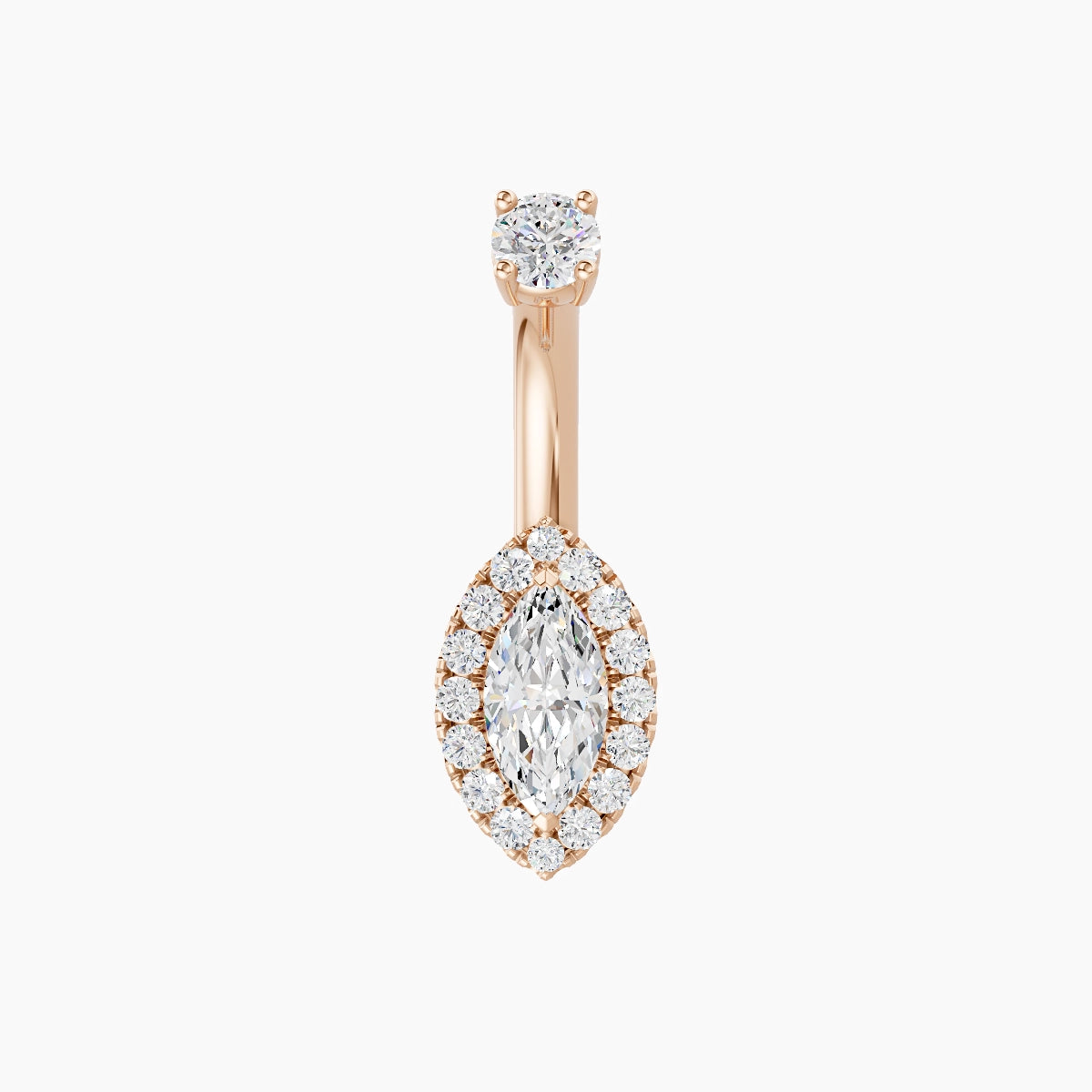 Eirene | 18k Rose Gold 9 mm 6 mm Halo Marquise Diamond Belly Piercing