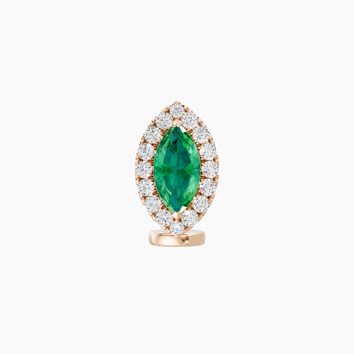 Eirene | 18k Rose Gold 6 mm 9.5 mm Halo Marquise Emerald & Diamond Floating Navel Piercing
