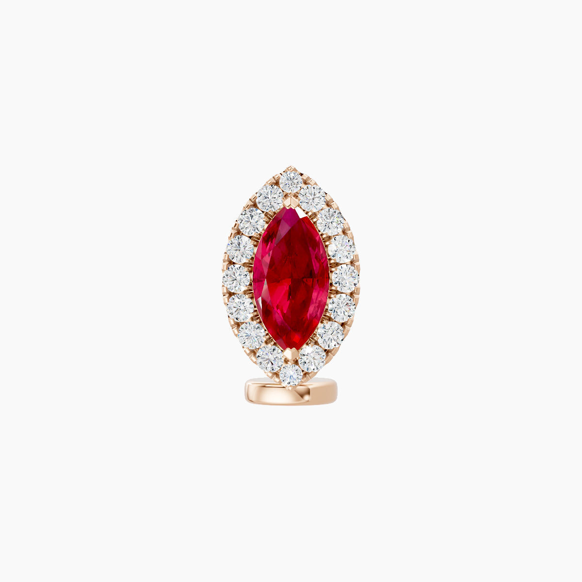 Eirene | 18k Rose Gold 6 mm 9.5 mm Halo Marquise Ruby & Diamond Floating Navel Piercing