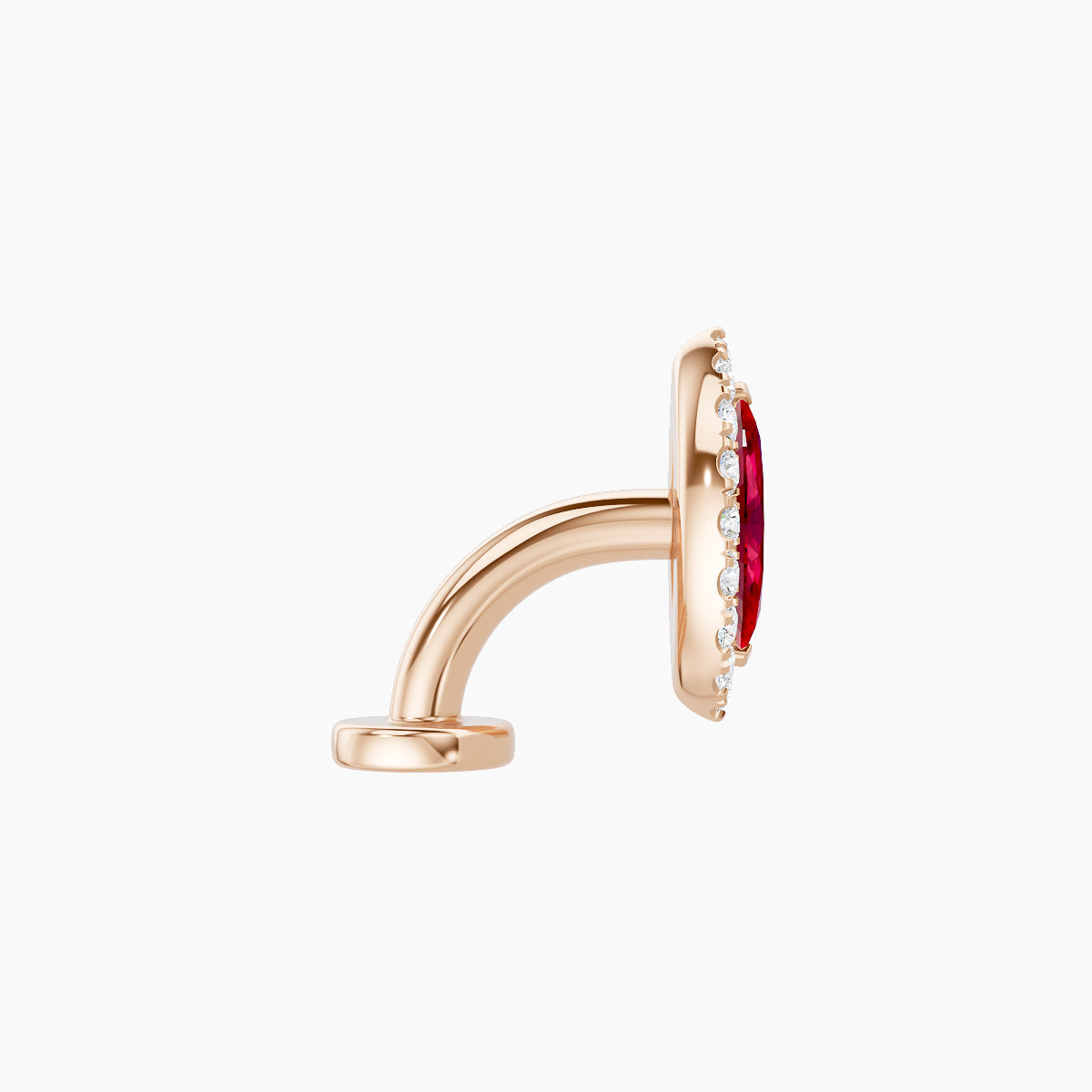 Eirene | 18k Rose Gold 6 mm 9.5 mm Halo Marquise Ruby & Diamond Floating Navel Piercing