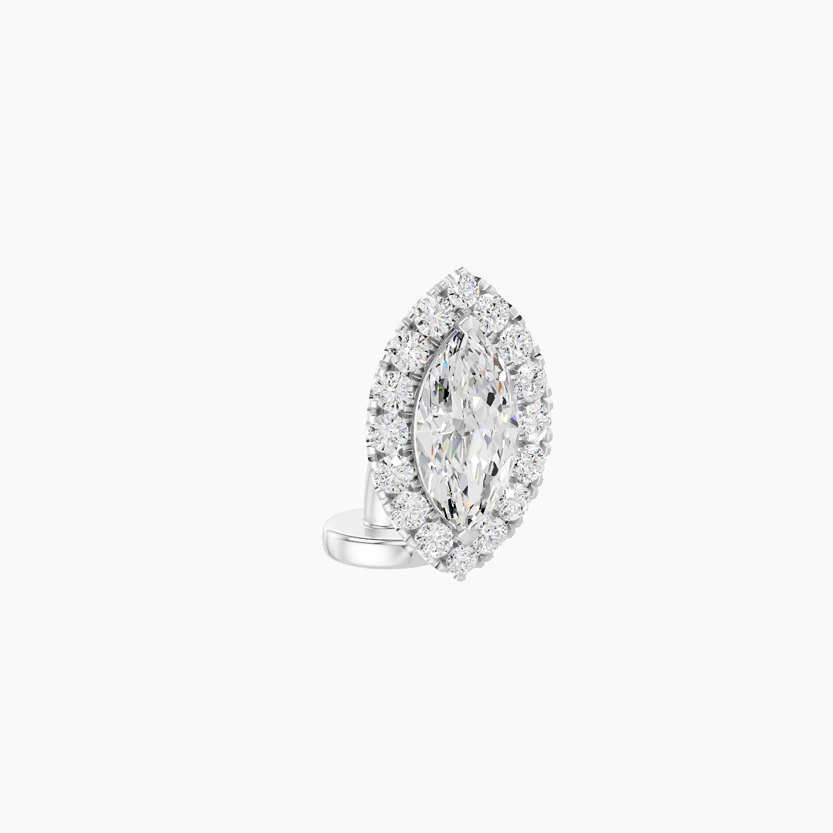 Eirene | 18k White Gold 9.5 mm 6 mm Halo Marquise Diamond Floating Navel Piercing