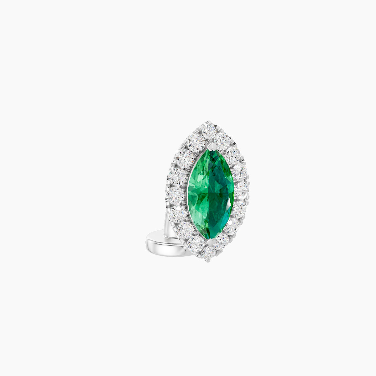 Eirene | 18k White Gold 6 mm 9.5 mm Halo Marquise Emerald & Diamond Floating Navel Piercing