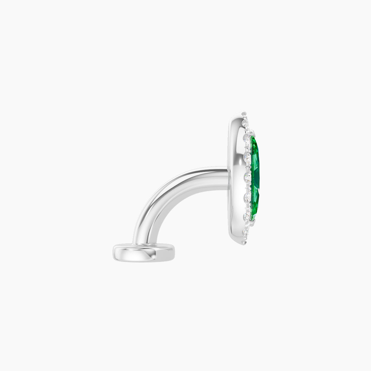 Eirene | 18k White Gold 6 mm 9.5 mm Halo Marquise Emerald & Diamond Floating Navel Piercing