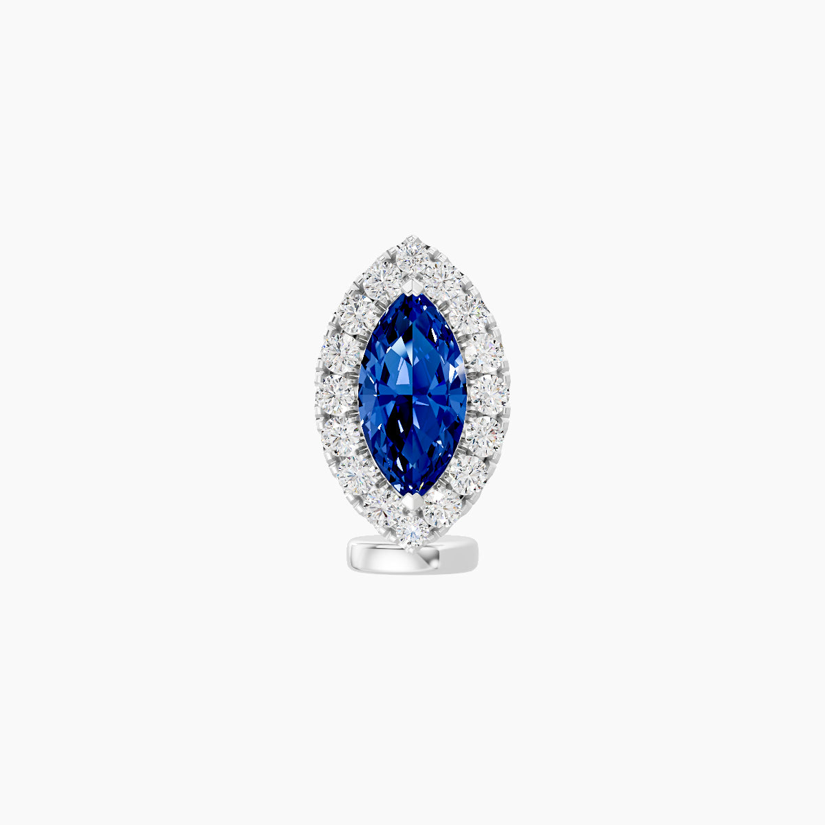 Eirene | 18k White Gold 6 mm 9.5 mm Halo Marquise Sapphire & Diamond Floating Navel Piercing