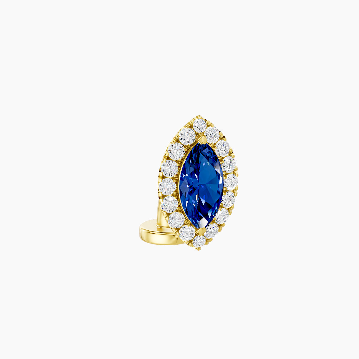 Eirene | 18k Yellow Gold 6 mm 9.5 mm Halo Marquise Sapphire & Diamond Floating Navel Piercing