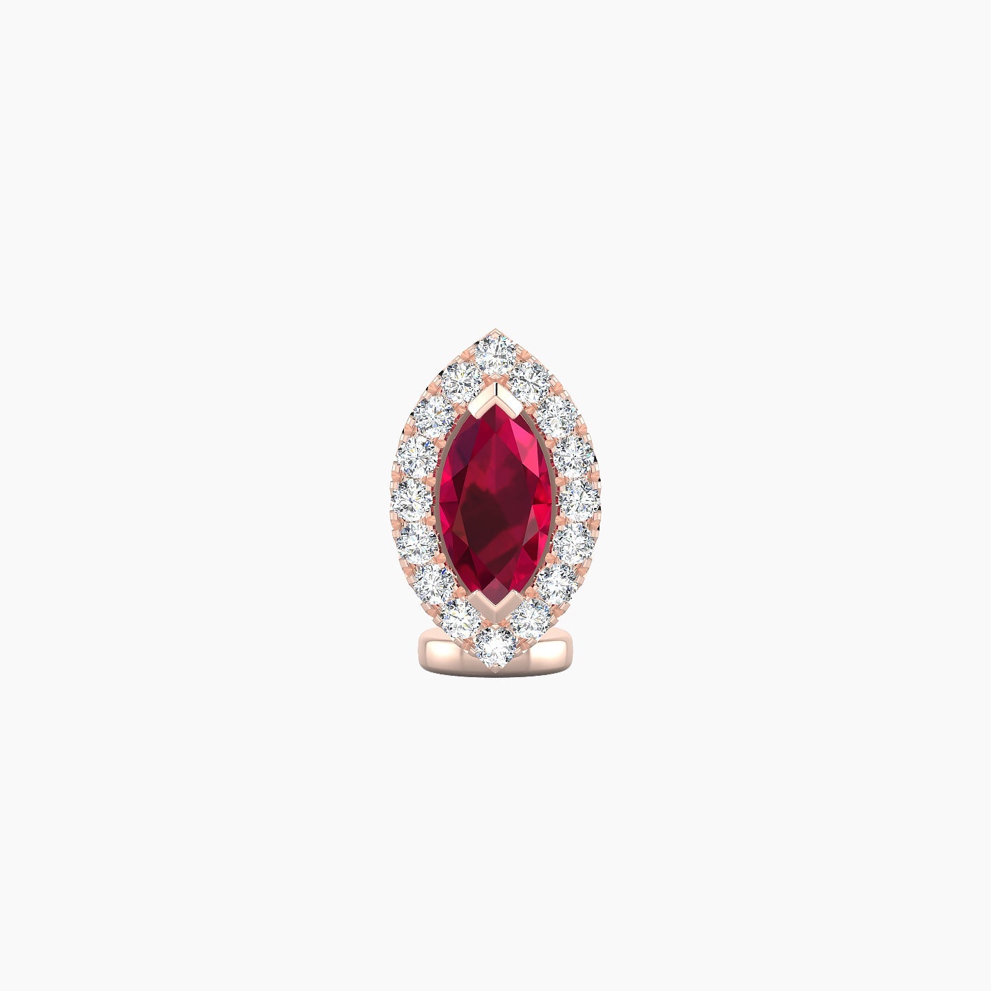 Eirene | 18k Rose Gold 6 mm 9.5 mm Halo Marquise Ruby & Diamond Floating Navel Piercing