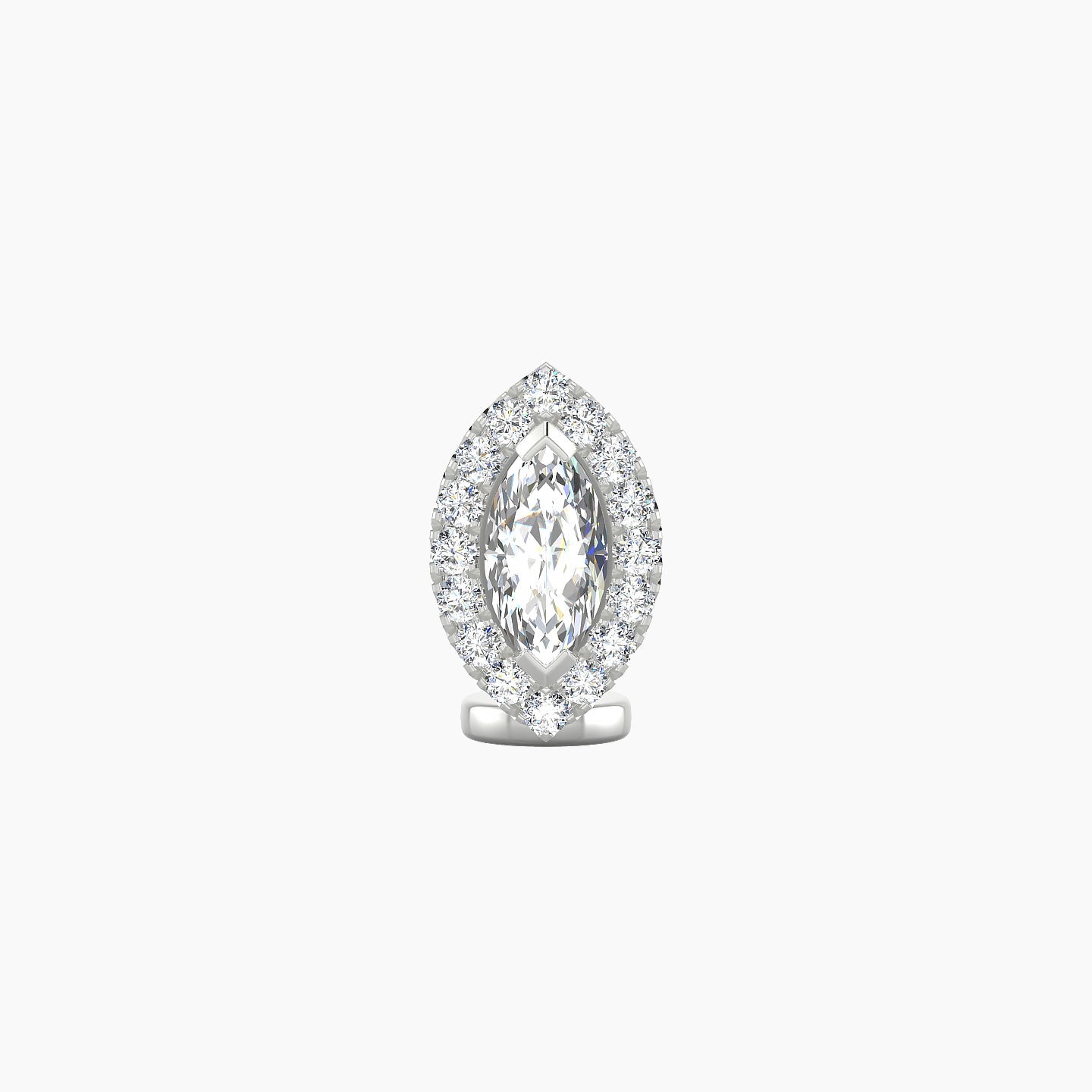 Eirene | 18k White Gold 9.5 mm 6 mm Halo Marquise Diamond Floating Navel Piercing