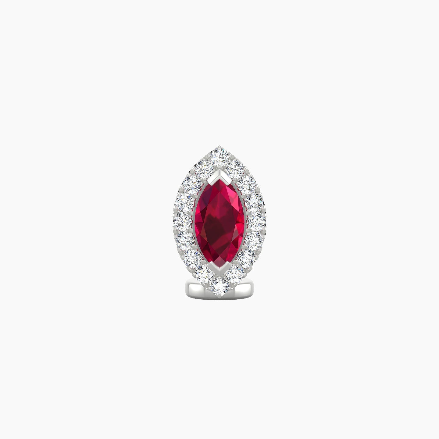 Eirene | 18k White Gold 6 mm 9.5 mm Halo Marquise Ruby & Diamond Floating Navel Piercing