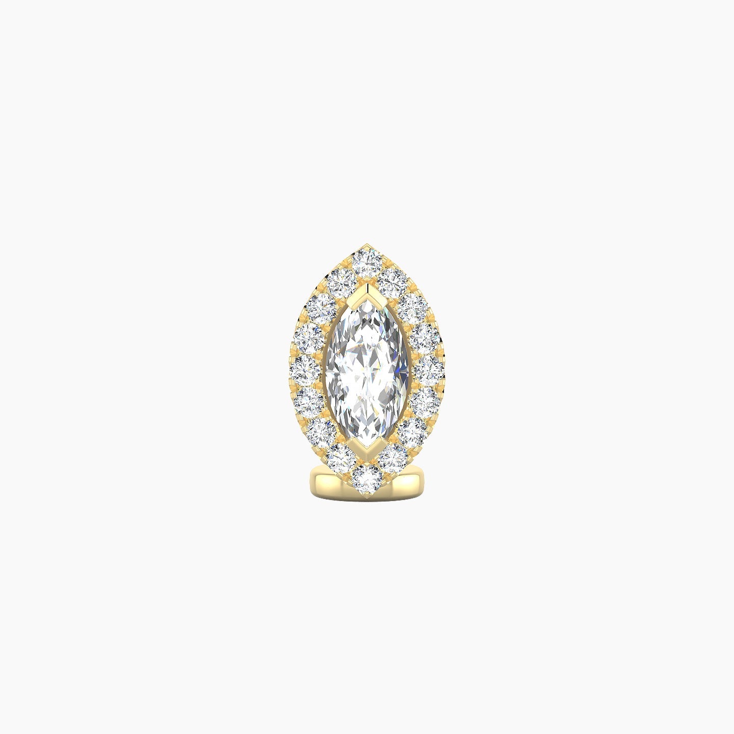 Eirene | 18k Yellow Gold 9.5 mm 6 mm Halo Marquise Diamond Floating Navel Piercing