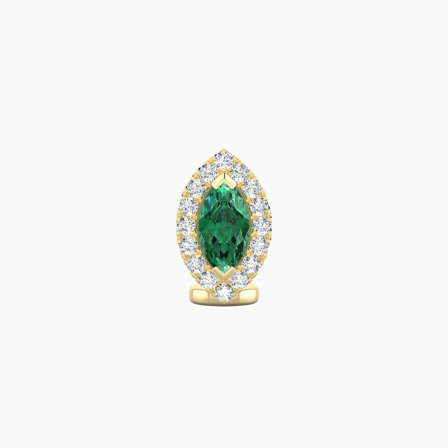 Eirene | 18k Yellow Gold 6 mm 9.5 mm Halo Marquise Emerald & Diamond Floating Navel Piercing