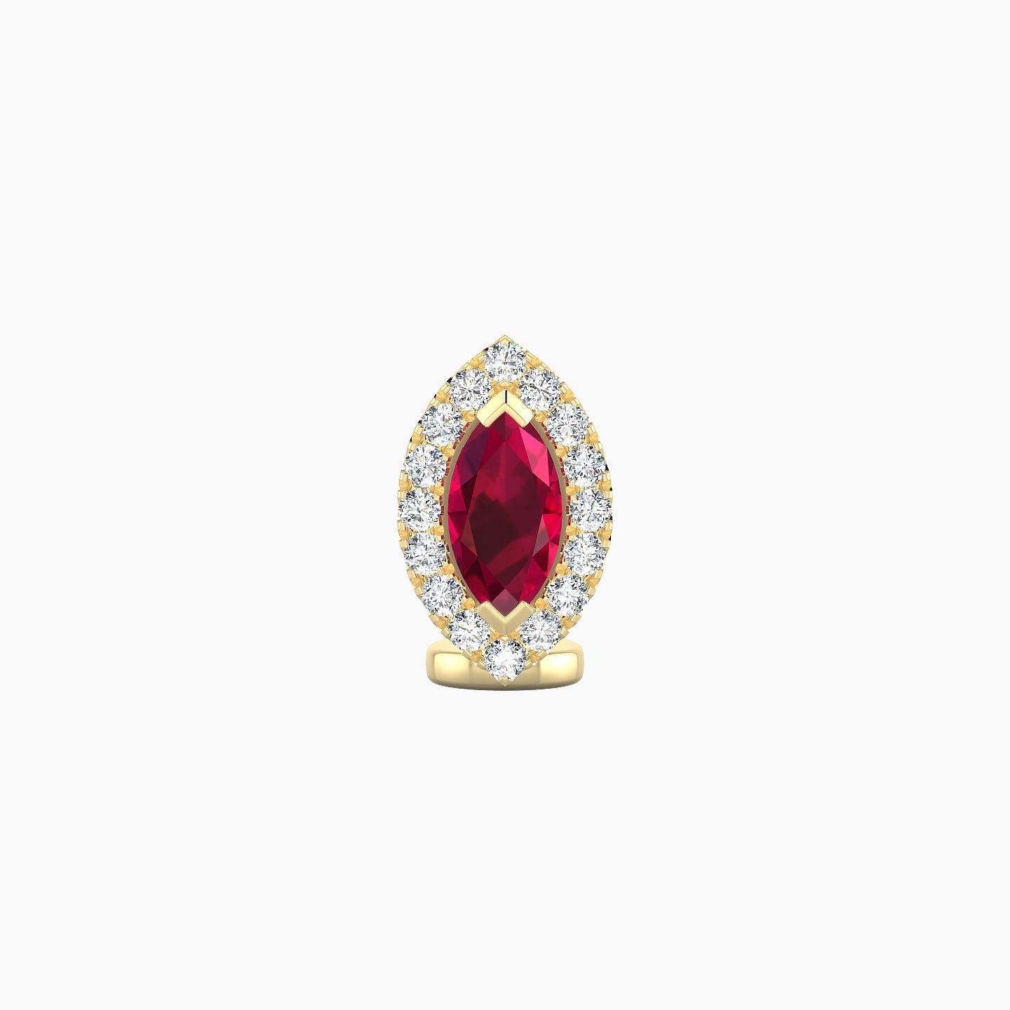 Eirene | 18k Yellow Gold 6 mm 9.5 mm Halo Marquise Ruby & Diamond Floating Navel Piercing