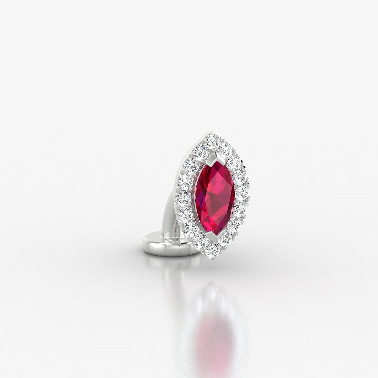 Eirene | 18k White Gold 6 mm 9.5 mm Halo Marquise Ruby & Diamond Floating Navel Piercing