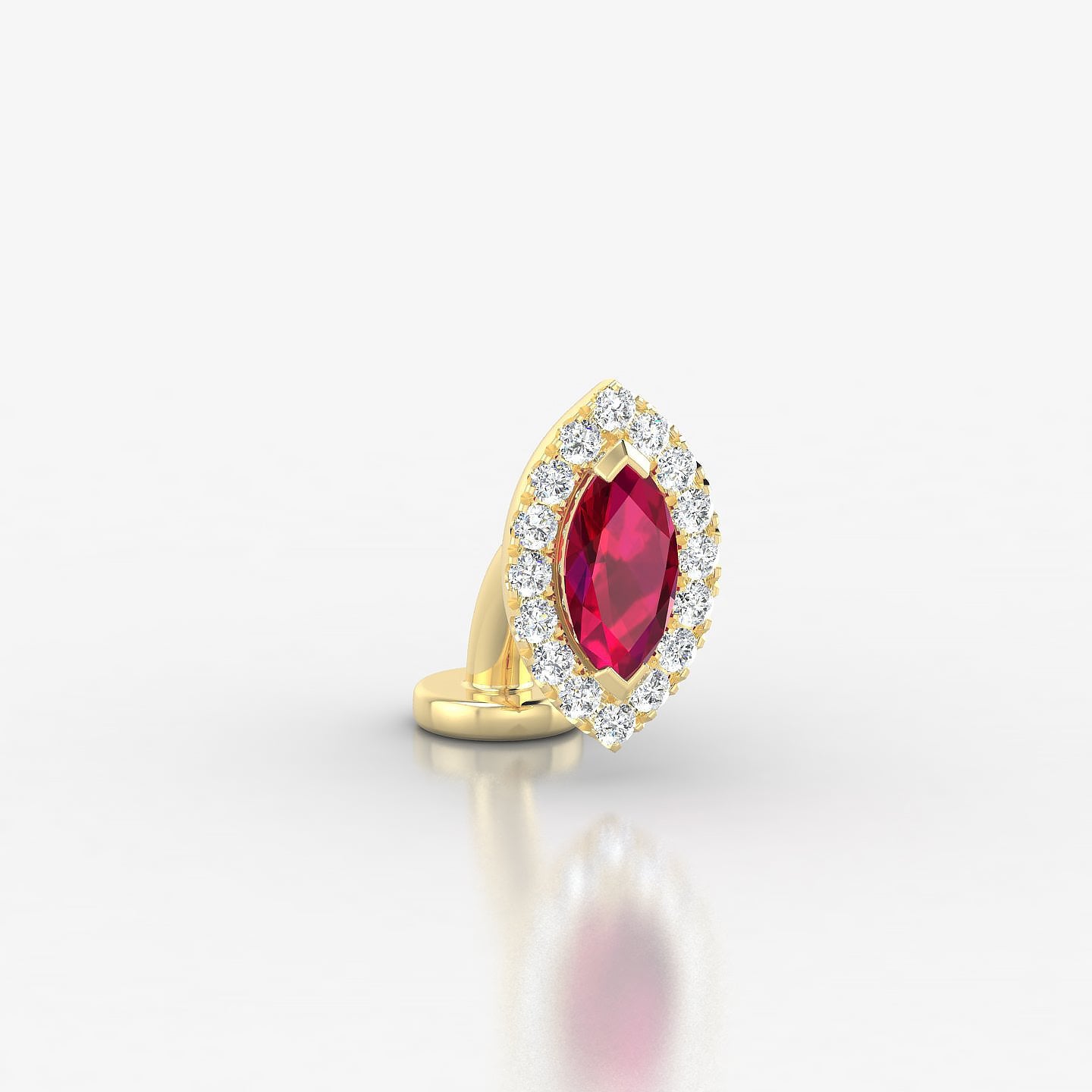 Eirene | 18k Yellow Gold 6 mm 9.5 mm Halo Marquise Ruby & Diamond Floating Navel Piercing