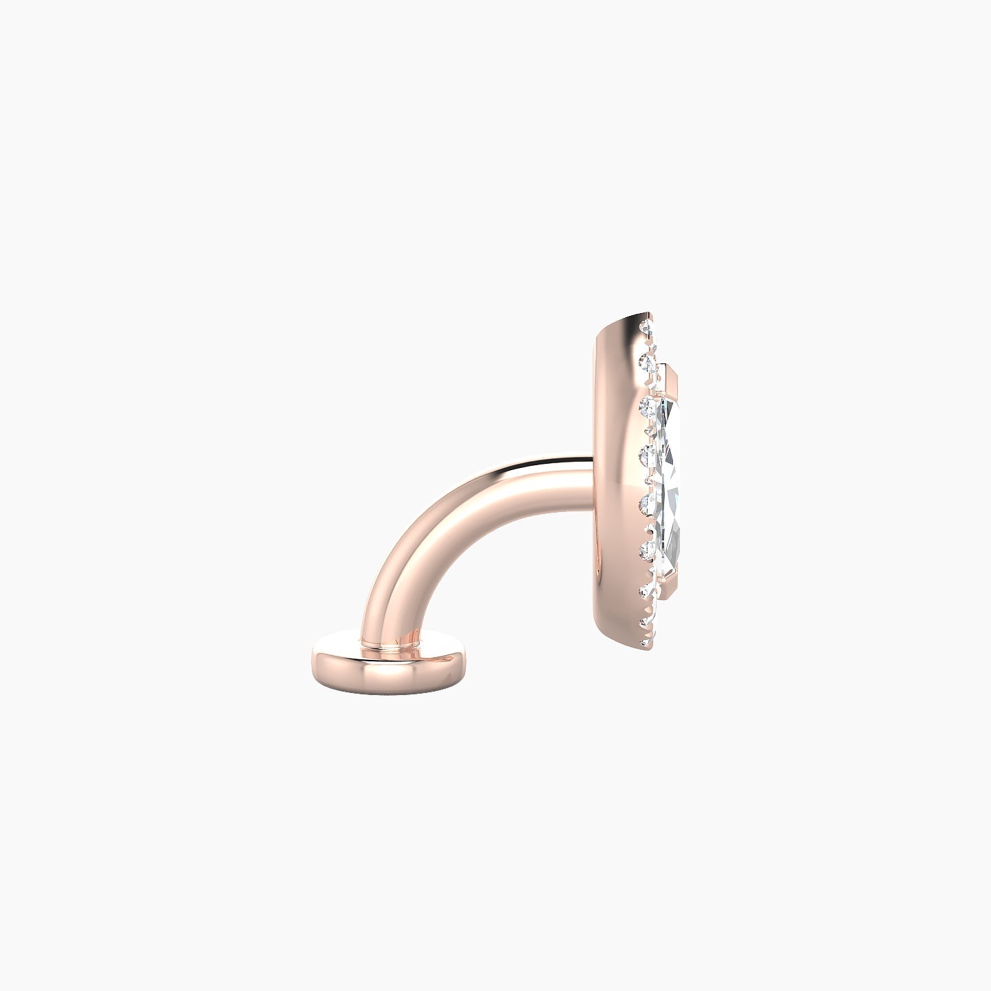 Eirene | 18k Rose Gold 9.5 mm 6 mm Halo Marquise Diamond Floating Navel Piercing