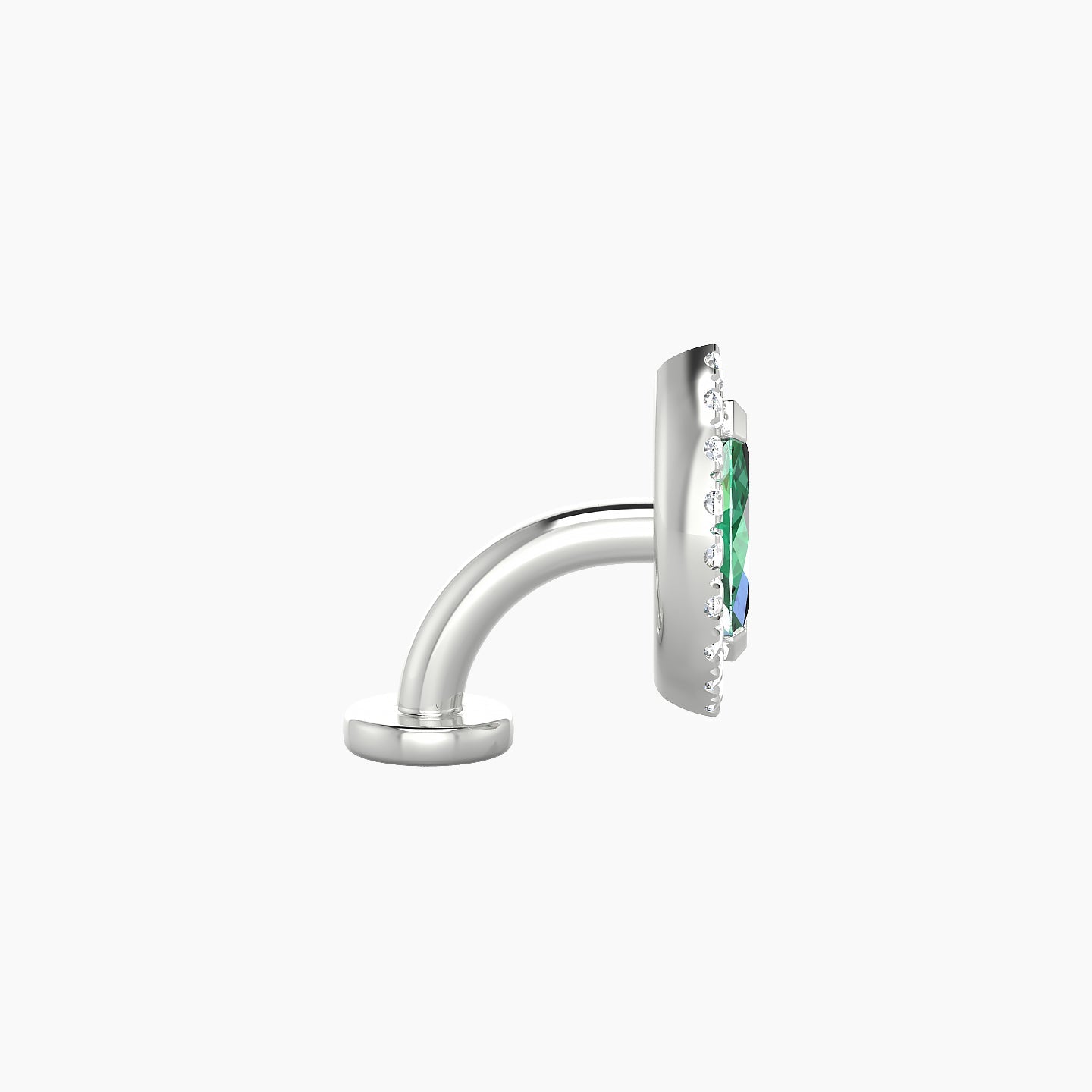 Eirene | 18k White Gold 6 mm 9.5 mm Halo Marquise Emerald & Diamond Floating Navel Piercing