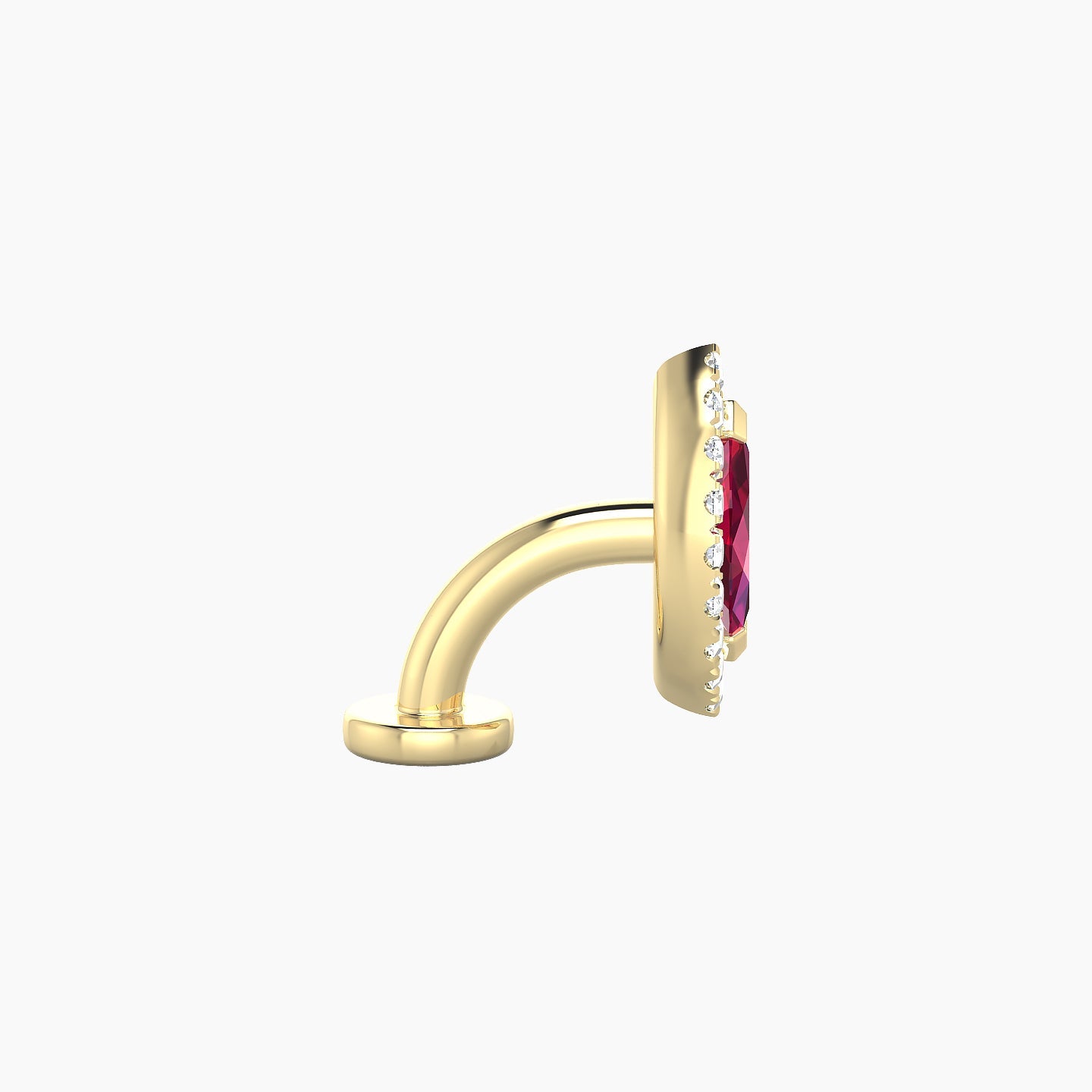 Eirene | 18k Yellow Gold 6 mm 9.5 mm Halo Marquise Ruby & Diamond Floating Navel Piercing