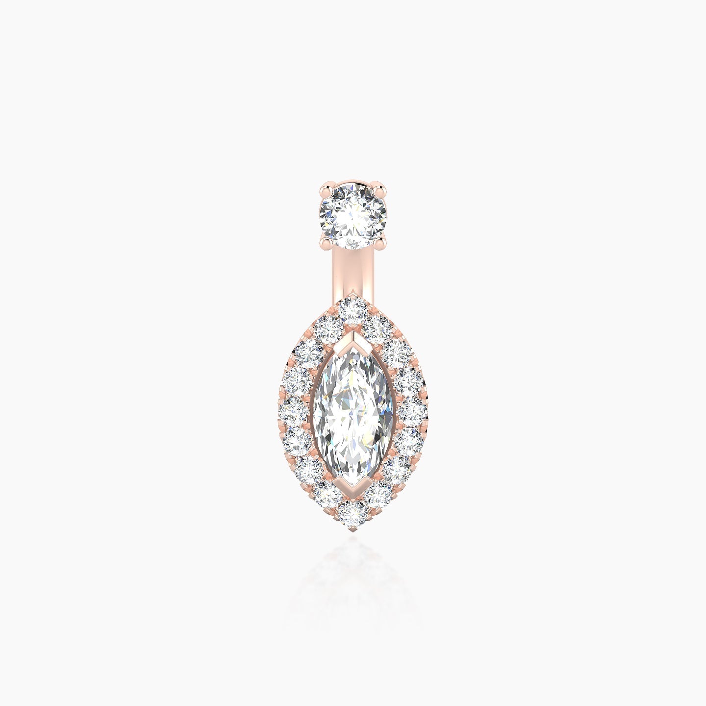 Eirene | 18k Rose Gold 6 mm 9.5 mm Halo Marquise Diamond Navel Piercing