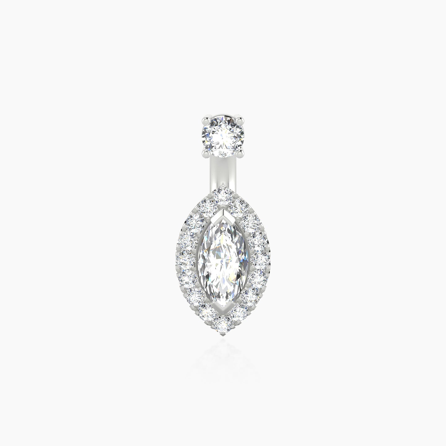 Eirene | 18k White Gold 6 mm 9.5 mm Halo Marquise Diamond Navel Piercing