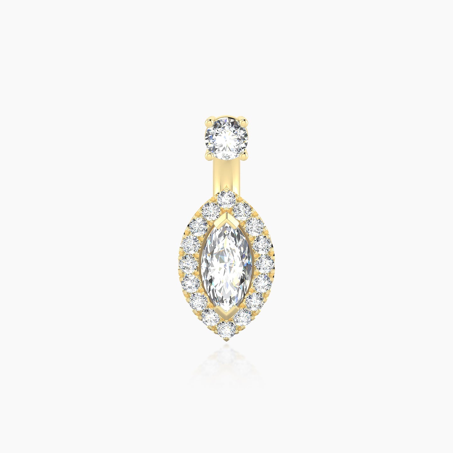 Eirene | 18k Yellow Gold 6 mm 9.5 mm Halo Marquise Diamond Navel Piercing