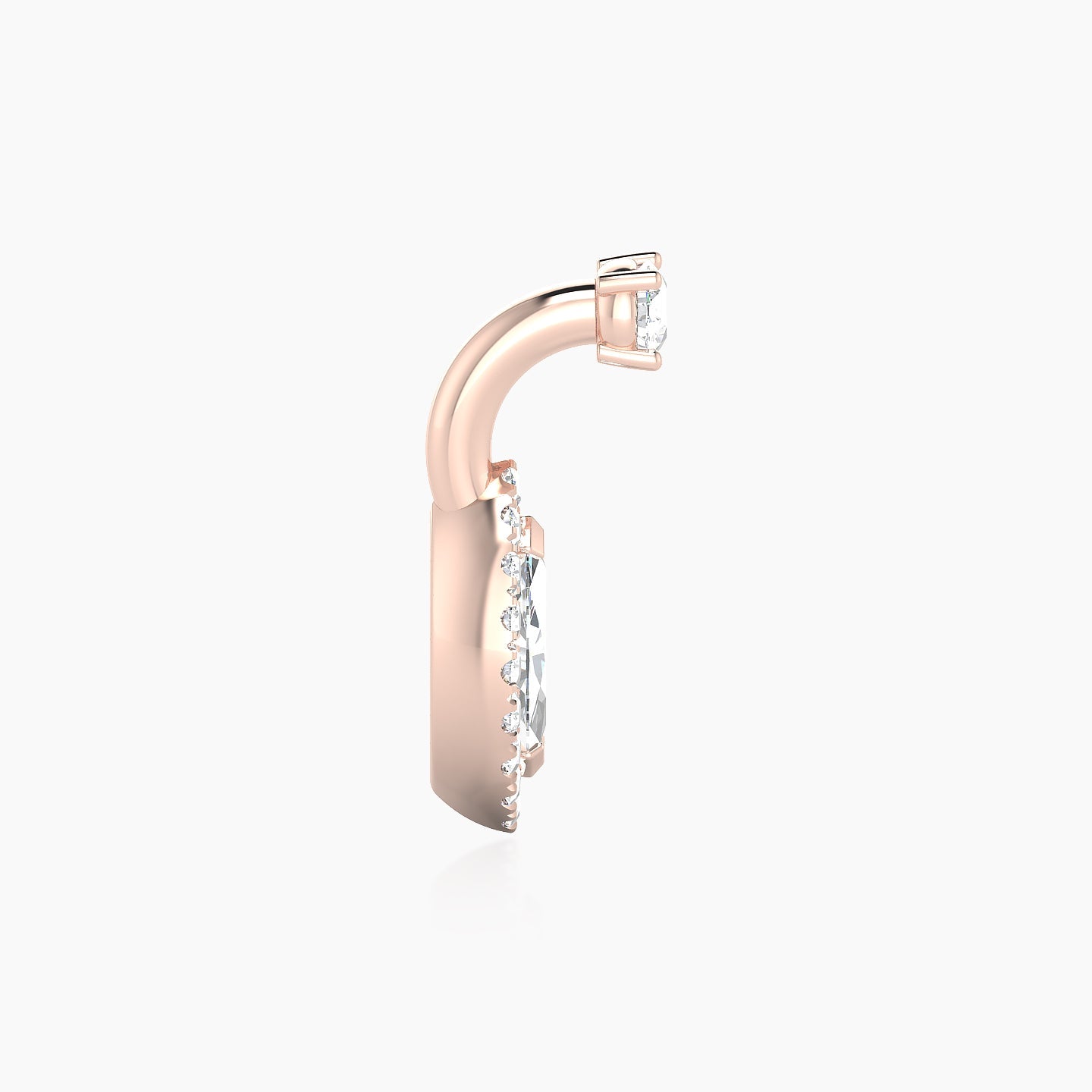 Eirene | 18k Rose Gold 6 mm 9.5 mm Halo Marquise Diamond Navel Piercing