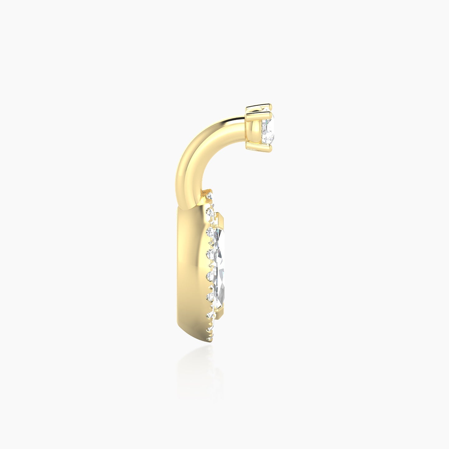 Eirene | 18k Yellow Gold 6 mm 9.5 mm Halo Marquise Diamond Navel Piercing