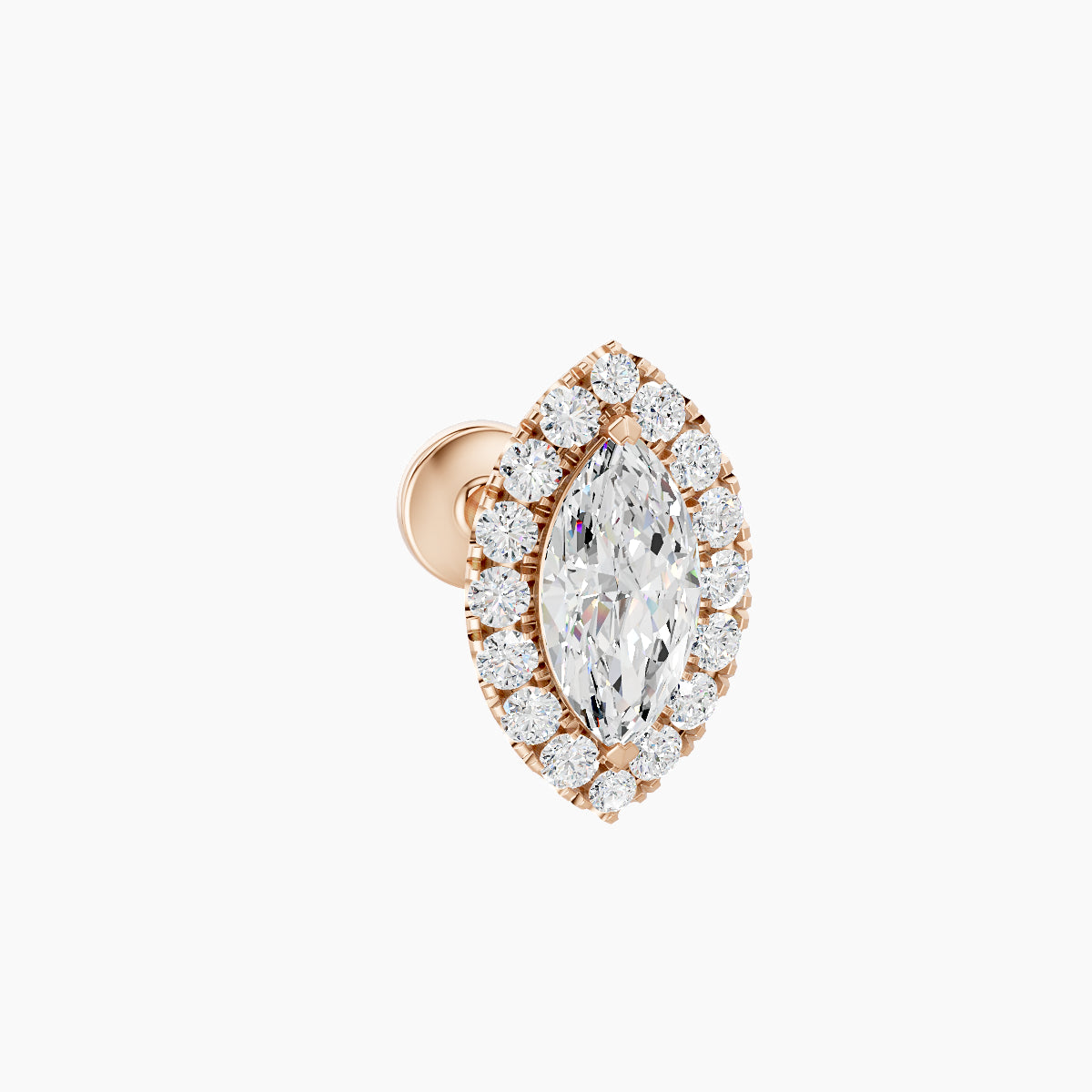 Eirene | 18k Rose Gold 9.5 mm 6.5 mm Halo Marquise Diamond Piercing