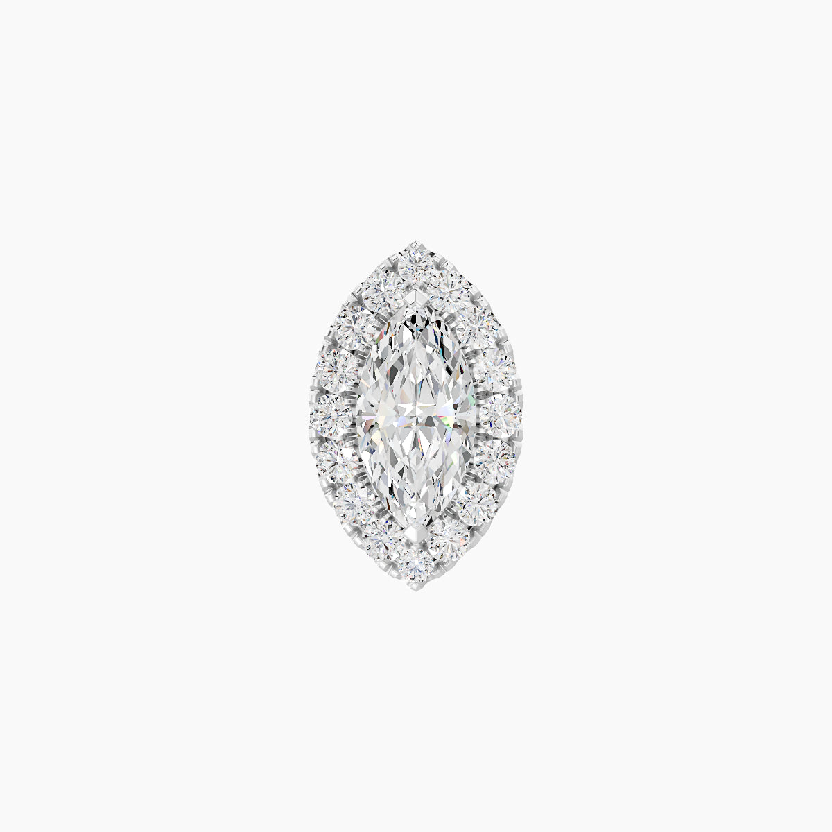 Eirene | 18k White Gold 9.5 mm 6.5 mm Halo Marquise Diamond Piercing
