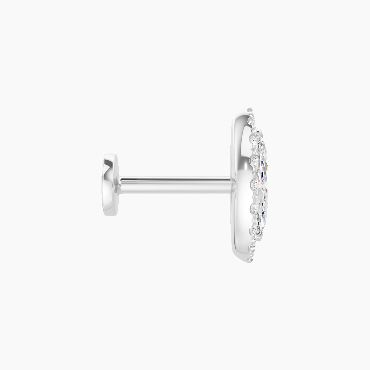Eirene | 18k White Gold 9.5 mm 6.5 mm Halo Marquise Diamond Piercing