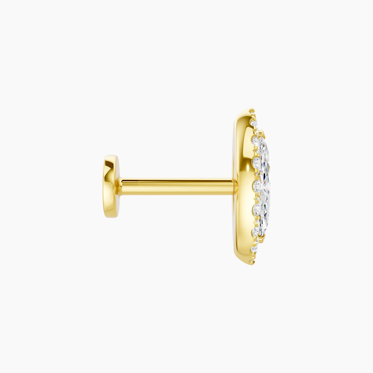 Eirene | 18k Yellow Gold 9.5 mm 6.5 mm Halo Marquise Diamond Piercing