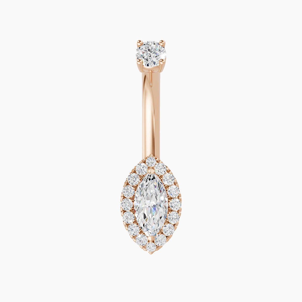 Eirene | 18k Rose Gold 9 mm 8 mm Halo Marquise Diamond Belly Piercing