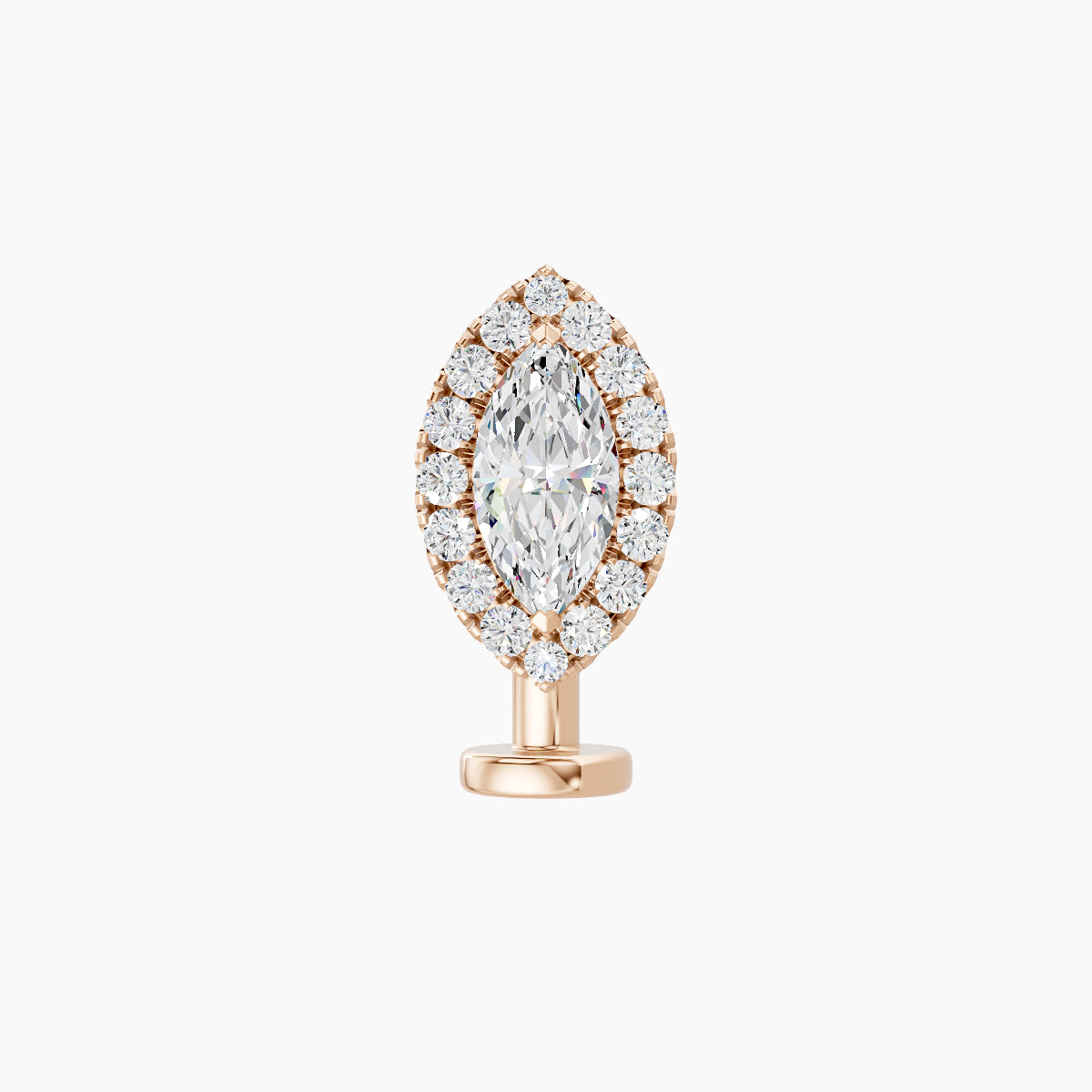 Eirene | 18k Rose Gold 9.5 mm 8 mm Halo Marquise Diamond Floating Navel Piercing