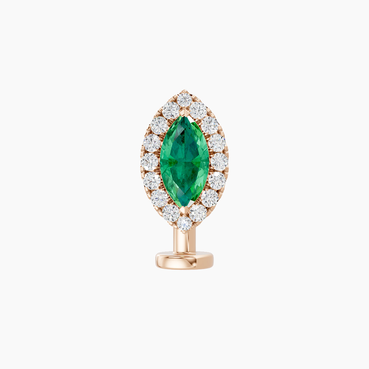 Eirene | 18k Rose Gold 8 mm 9.5 mm Halo Marquise Emerald & Diamond Floating Navel Piercing