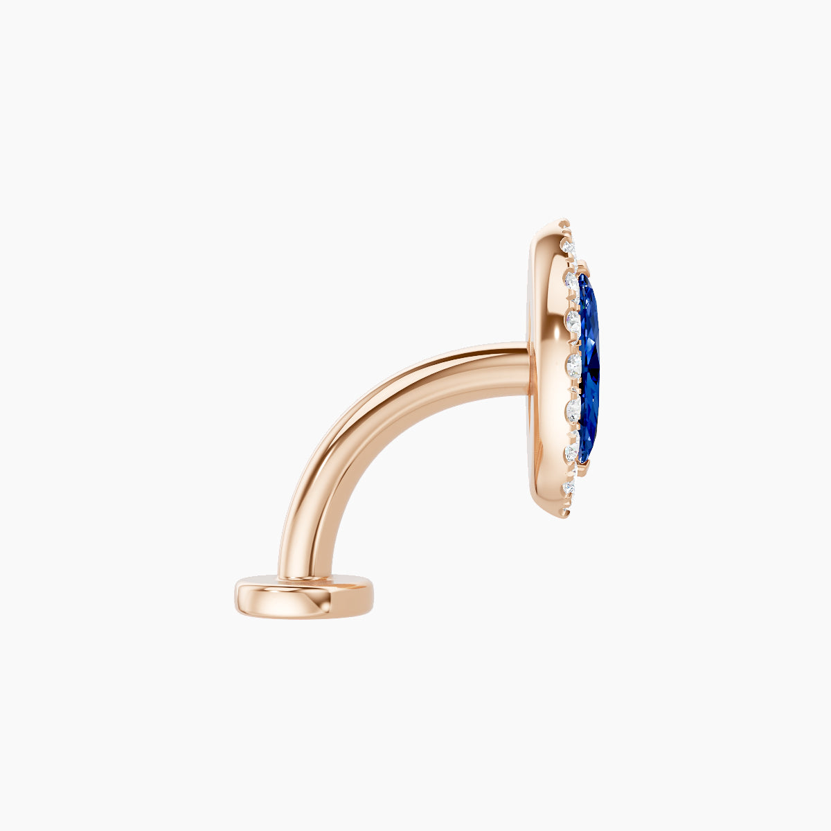 Eirene | 18k Rose Gold 8 mm 9.5 mm Halo Marquise Sapphire & Diamond Floating Navel Piercing