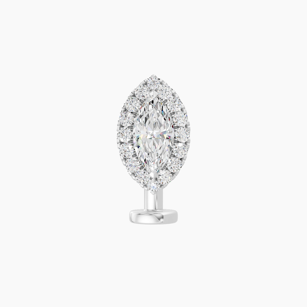 Eirene | 18k White Gold 9.5 mm 8 mm Halo Marquise Diamond Floating Navel Piercing