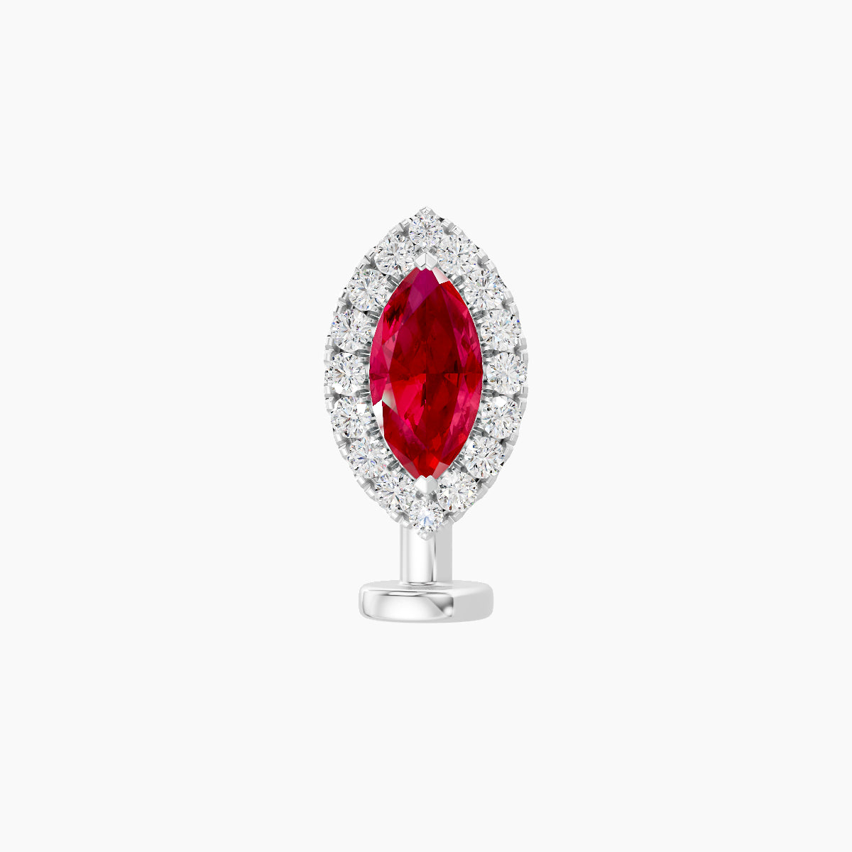 Eirene | 18k White Gold 8 mm 9.5 mm Halo Marquise Ruby & Diamond Floating Navel Piercing