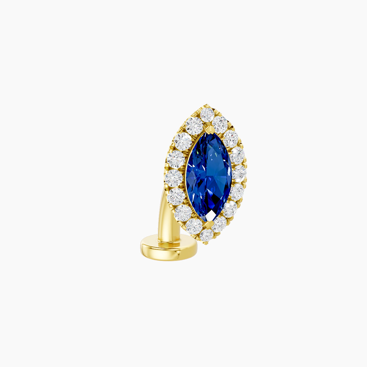 Eirene | 18k Yellow Gold 8 mm 9.5 mm Halo Marquise Sapphire & Diamond Floating Navel Piercing