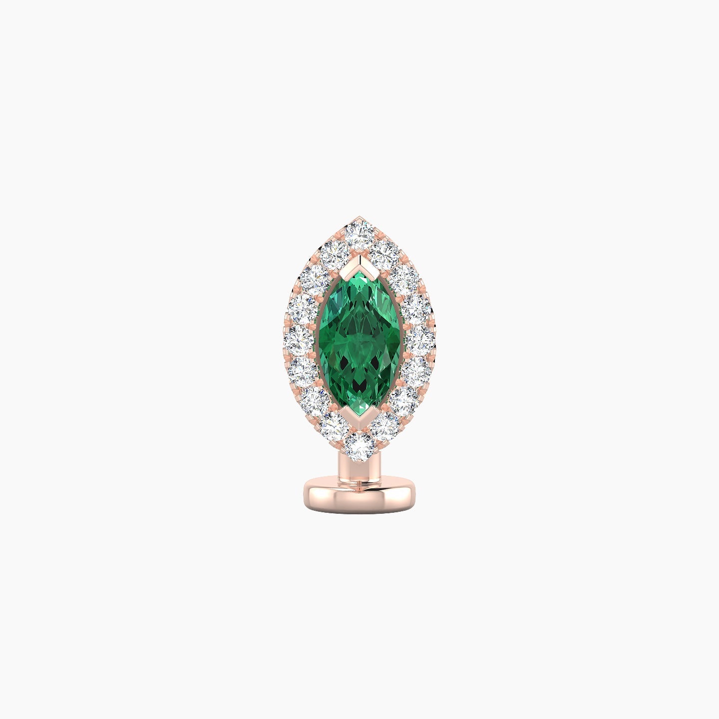 Eirene | 18k Rose Gold 8 mm 9.5 mm Halo Marquise Emerald & Diamond Floating Navel Piercing