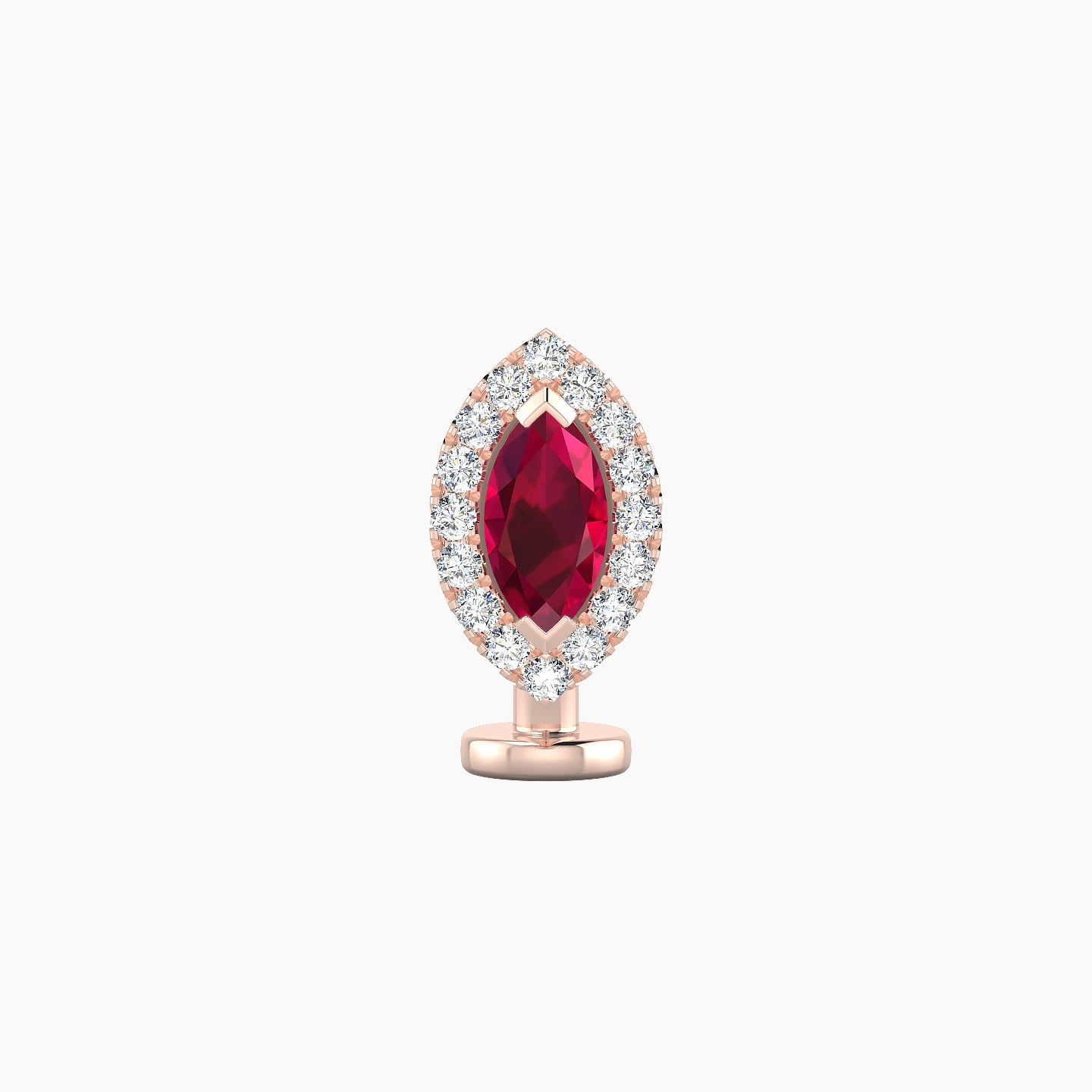 Eirene | 18k Rose Gold 8 mm 9.5 mm Halo Marquise Ruby & Diamond Floating Navel Piercing