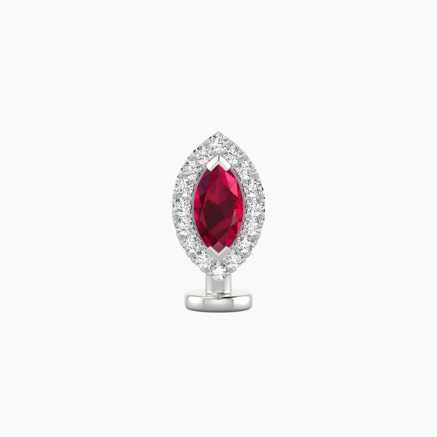 Eirene | 18k White Gold 8 mm 9.5 mm Halo Marquise Ruby & Diamond Floating Navel Piercing