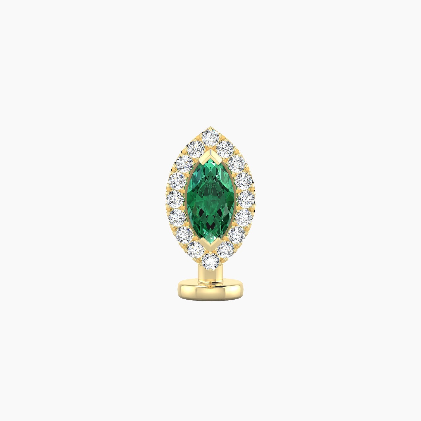 Eirene | 18k Yellow Gold 8 mm 9.5 mm Halo Marquise Emerald & Diamond Floating Navel Piercing
