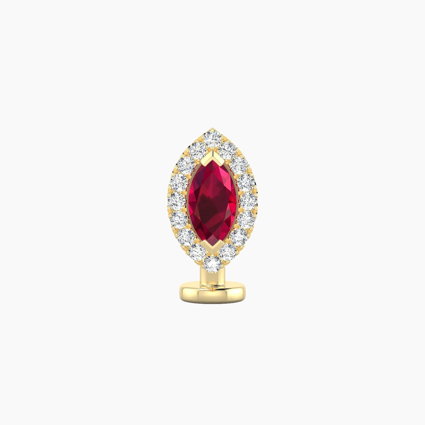 Eirene | 18k Yellow Gold 8 mm 9.5 mm Halo Marquise Ruby & Diamond Floating Navel Piercing