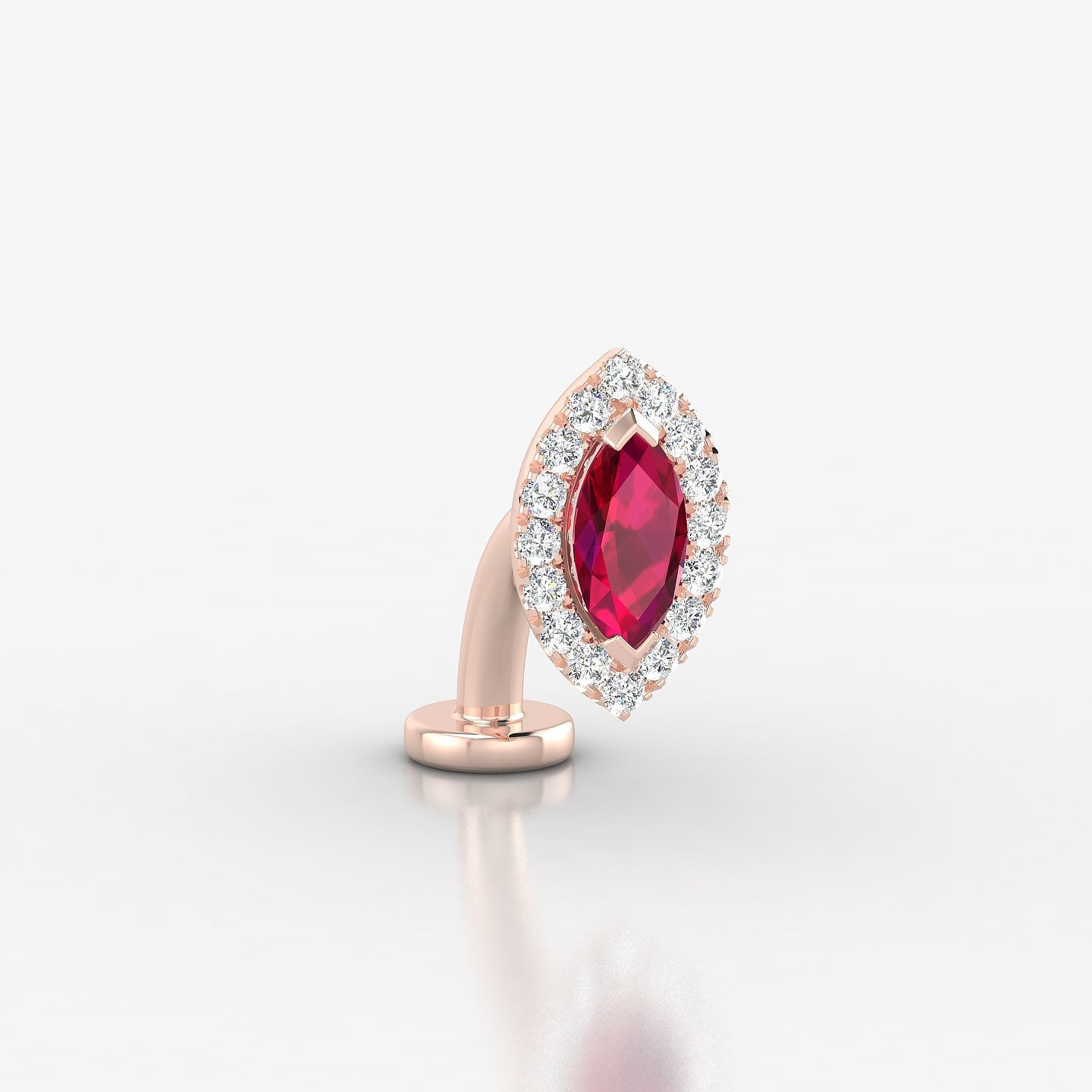 Eirene | 18k Rose Gold 8 mm 9.5 mm Halo Marquise Ruby & Diamond Floating Navel Piercing