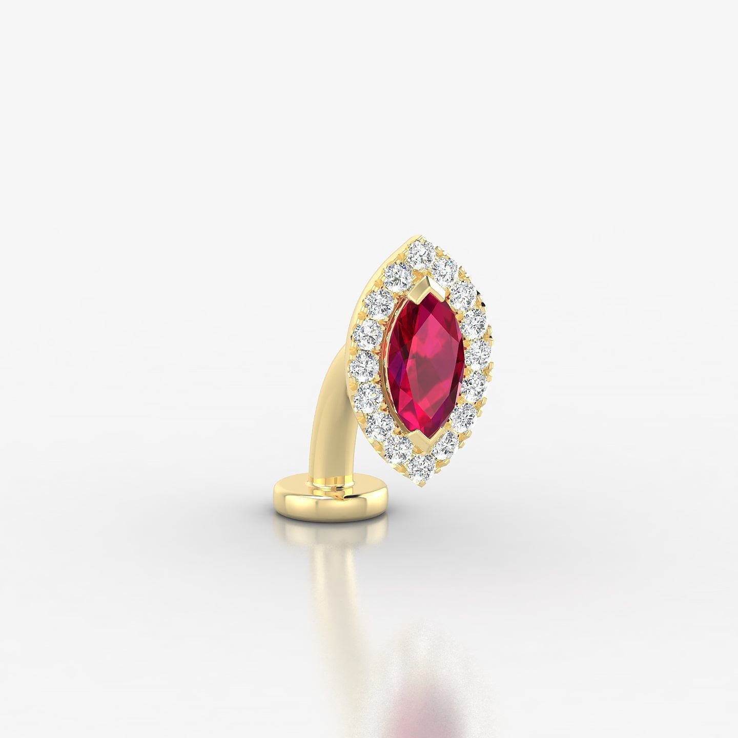 Eirene | 18k Yellow Gold 8 mm 9.5 mm Halo Marquise Ruby & Diamond Floating Navel Piercing