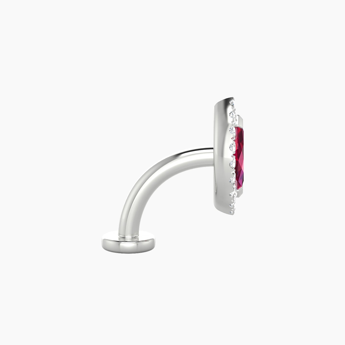 Eirene | 18k White Gold 8 mm 9.5 mm Halo Marquise Ruby & Diamond Floating Navel Piercing