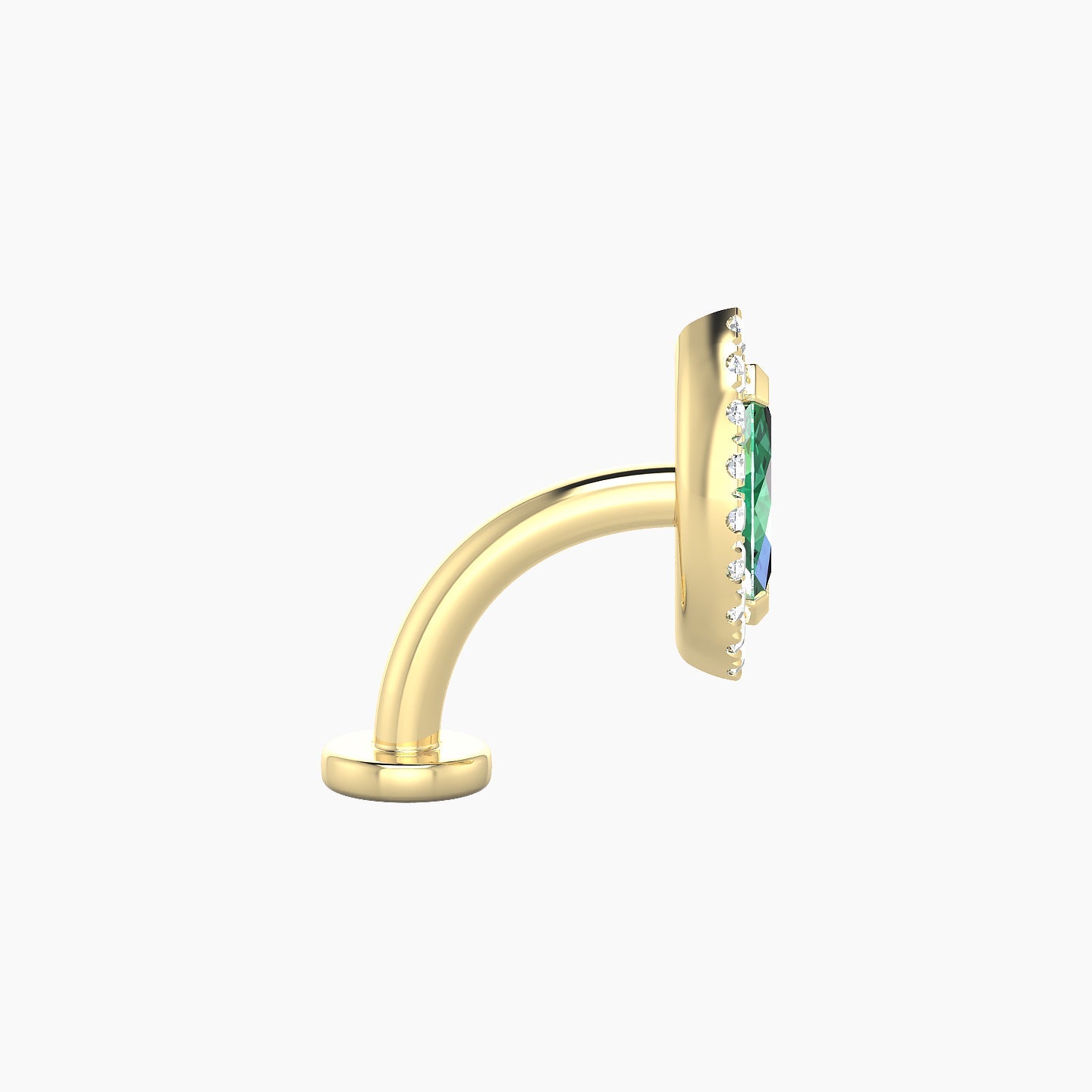 Eirene | 18k Yellow Gold 8 mm 9.5 mm Halo Marquise Emerald & Diamond Floating Navel Piercing